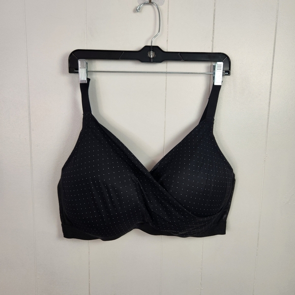 Deesse Wireless Lounge Bra Size 44DD Black Polka Dots Wire Free Comfort - Picture 2 of 7
